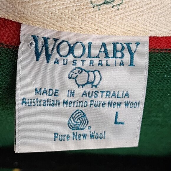 Woolaby 100% Australian Merino Wool Colorblock Stripe Polo Long Sleeve - Picture 4 of 4